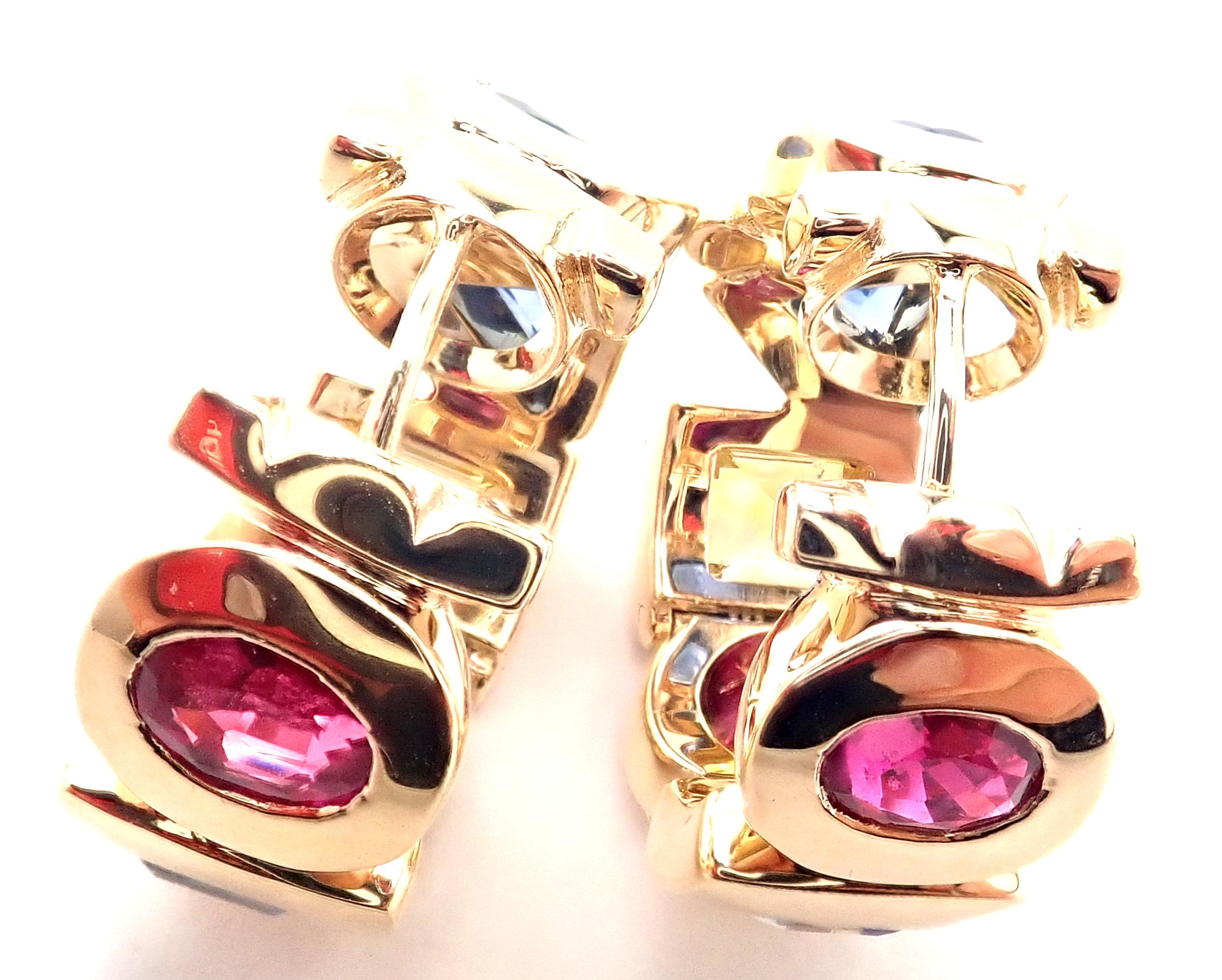 Chanel Sapphire Ruby Citrine Yellow Gold Hoop Earrings 1