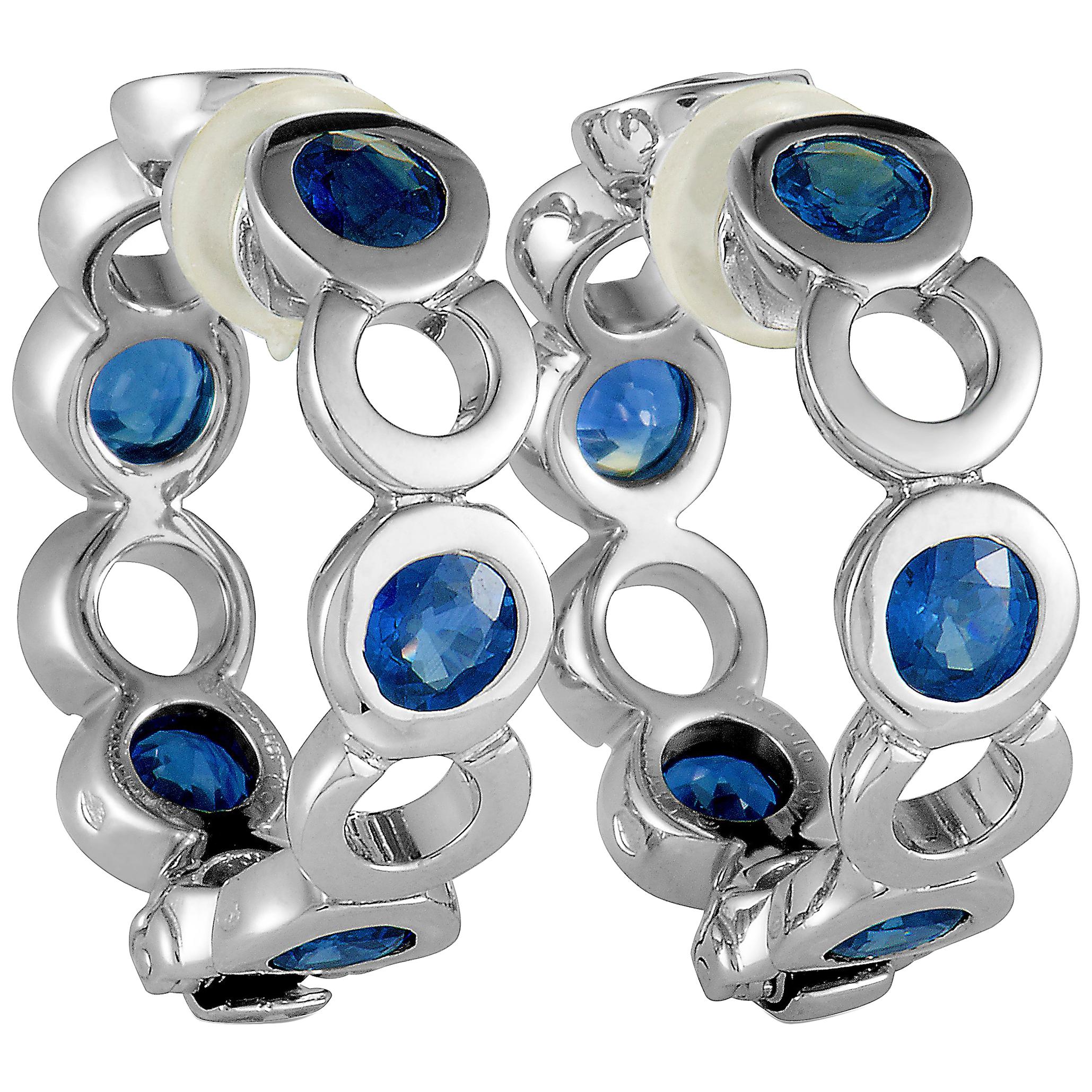 Chanel Sapphire White Gold Hoop Earrings