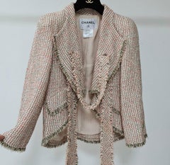 Chanel  Sash-Tie Fringed Cropped Boucle Jacket