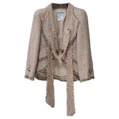 Chanel  Sash-Tie Fringed Cropped Boucle Jacket 
