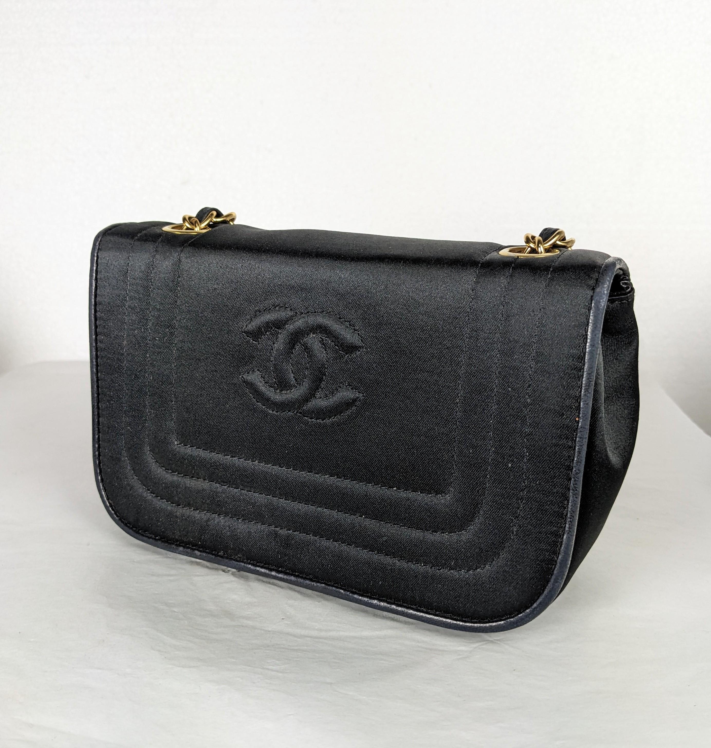 Chanel Satin and Calfskin Mini Shoulder Bag In Excellent Condition For Sale In New York, NY