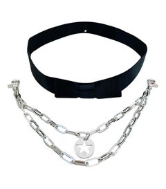 Chanel Satin Bow Belt With Star 'CC' Logo Chains