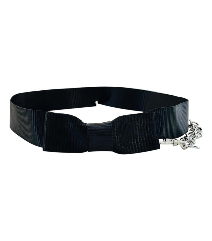 Black Chanel Satin Bow Belt With Star 'CC' Logo Chains
