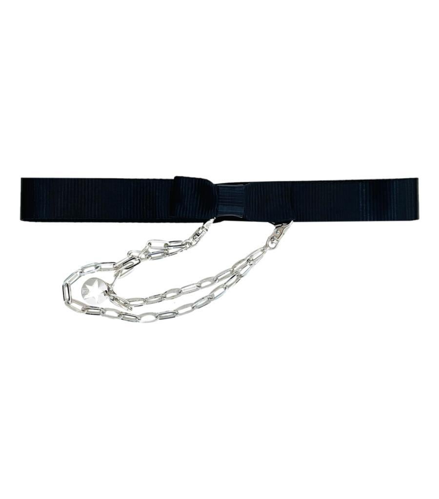 Chanel Satin Bow Belt With Star 'CC' Logo Chains In Excellent Condition In London, GB
