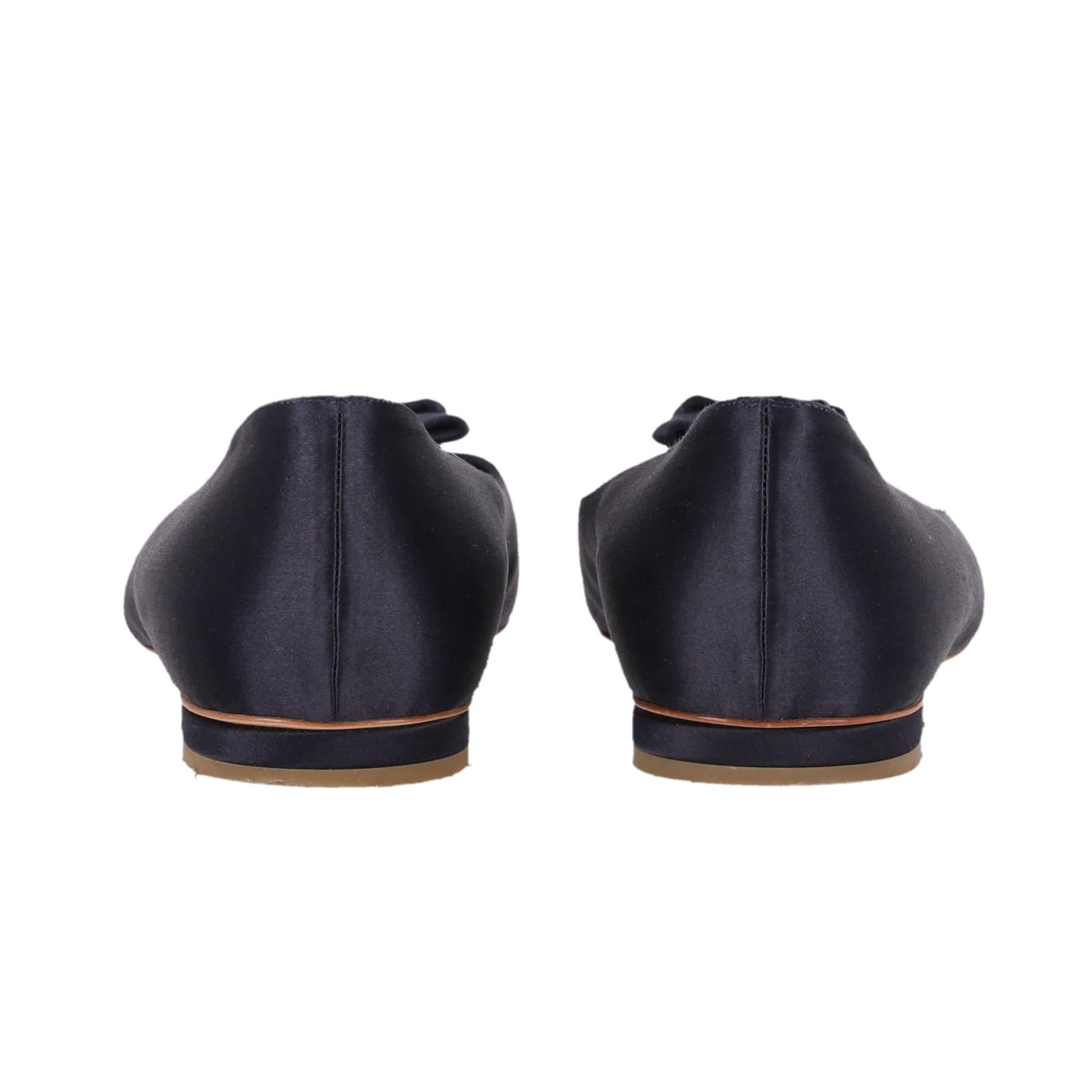 Chanel Satin Schleife & Kristall 'CC' Logo Detail Ballett Flats Damen im Angebot
