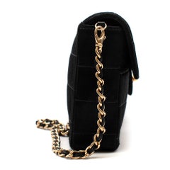 Chanel Satin East West Chocolate Bar Black Flap