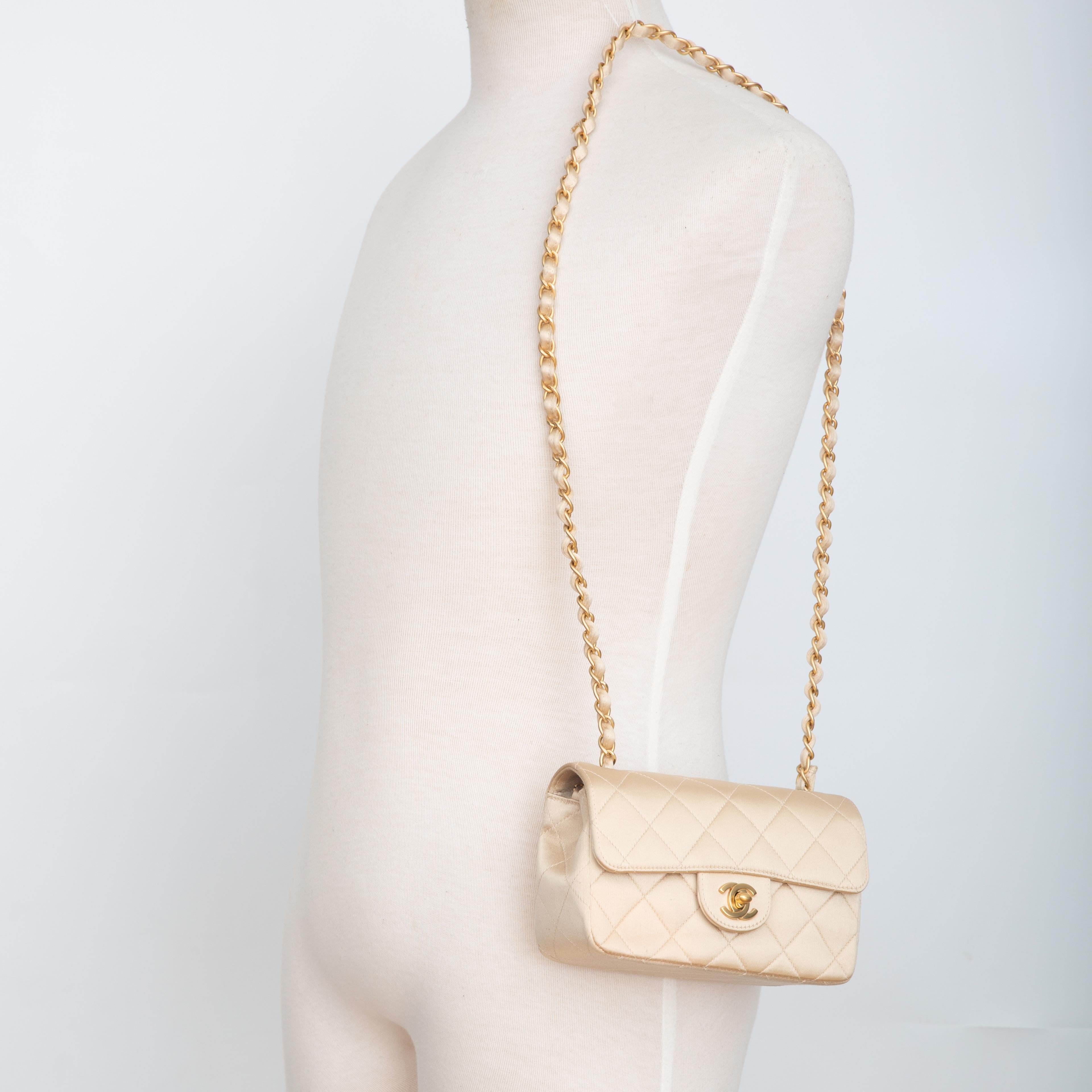 Chanel Satin Gold Timeless Classic Mini Flap Bag (Circa 2003) 3