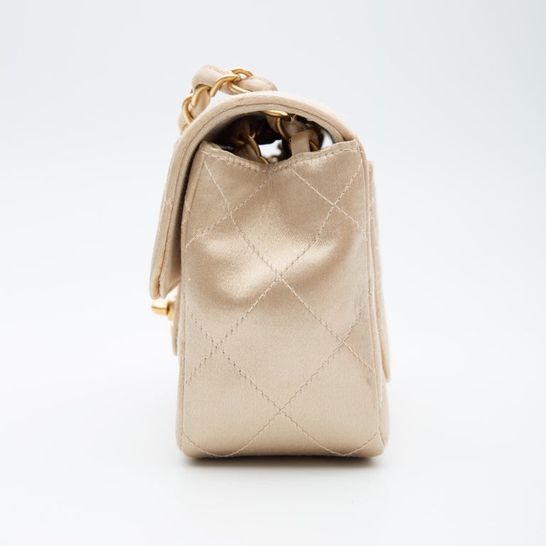 Chanel Satin Gold Timeless Classic Mini Flap Bag (Circa 2003) at 1stDibs