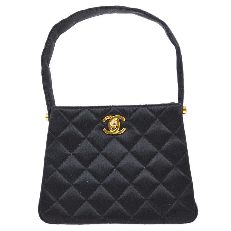 CHANEL Satin Quilted Gold CC Small Top Handle Evening Bag For Sale at  1stDibs