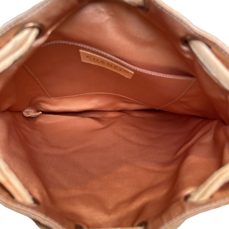 CHANEL Satin and Suede Quilted Drawstring Backpack For Sale at 1stDibs