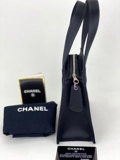 Chanel Satin Vintage Black Mini Handle Tote Bag Purse Handbag