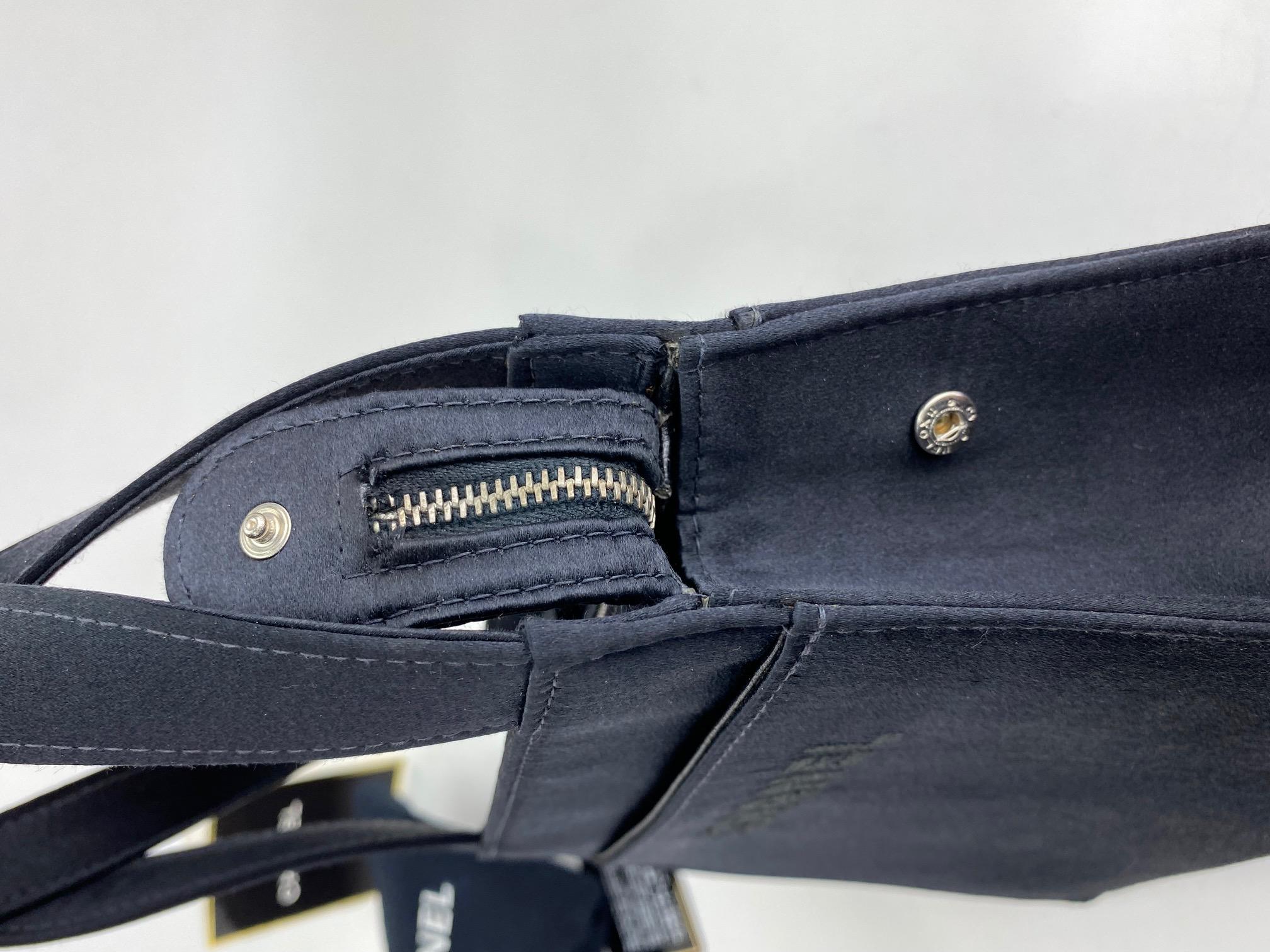Chanel Satin Vintage Black Mini Handle Tote Bag Purse Handbag  1