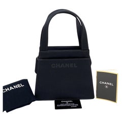 Chanel Satin Vintage Black Mini Handle Tote Bag Purse Handbag 
