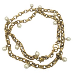 CHANEL necklace by Robert Goossens with imitation pearls, gold plated 1985s 