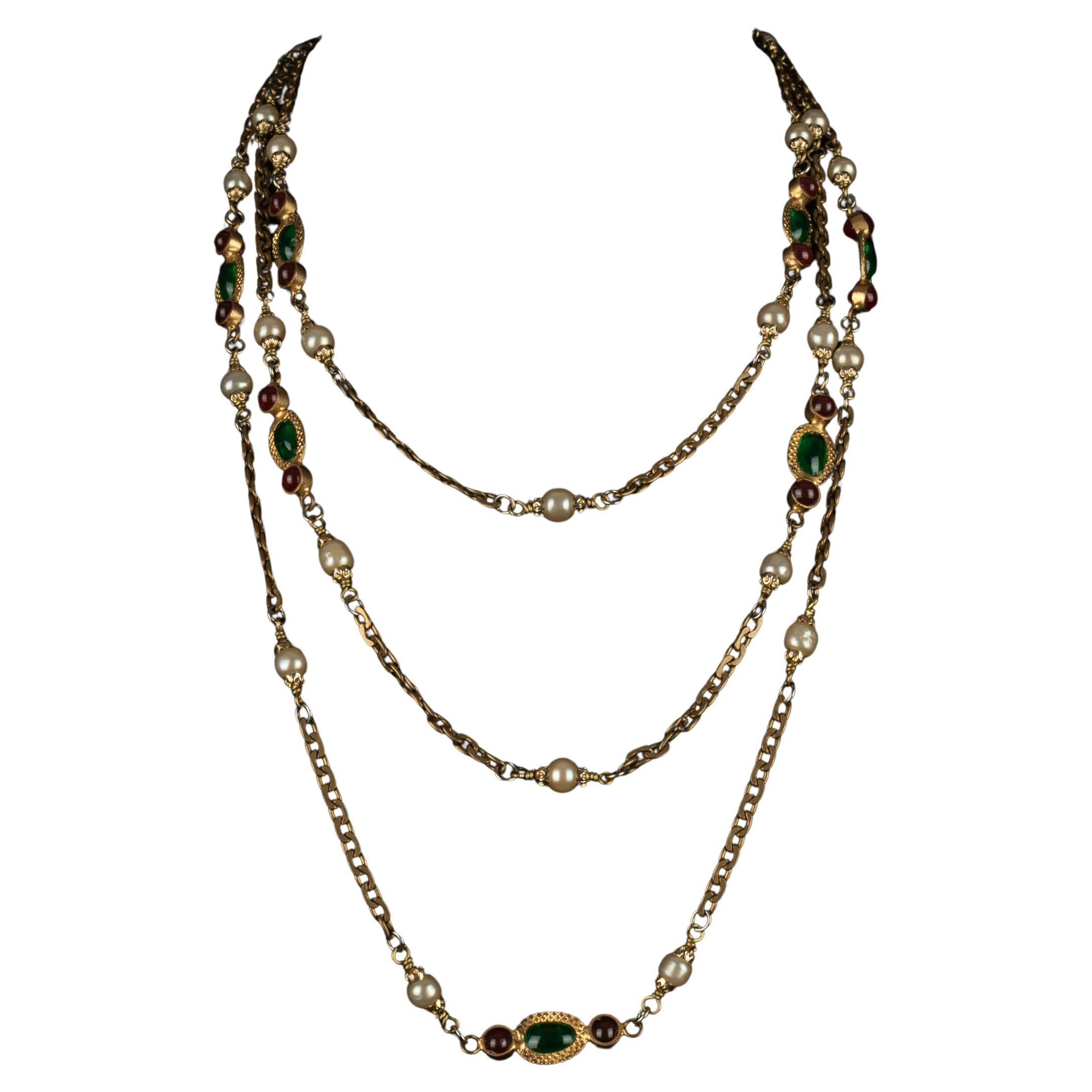 Chanel sautoir necklace Haute Couture For Sale
