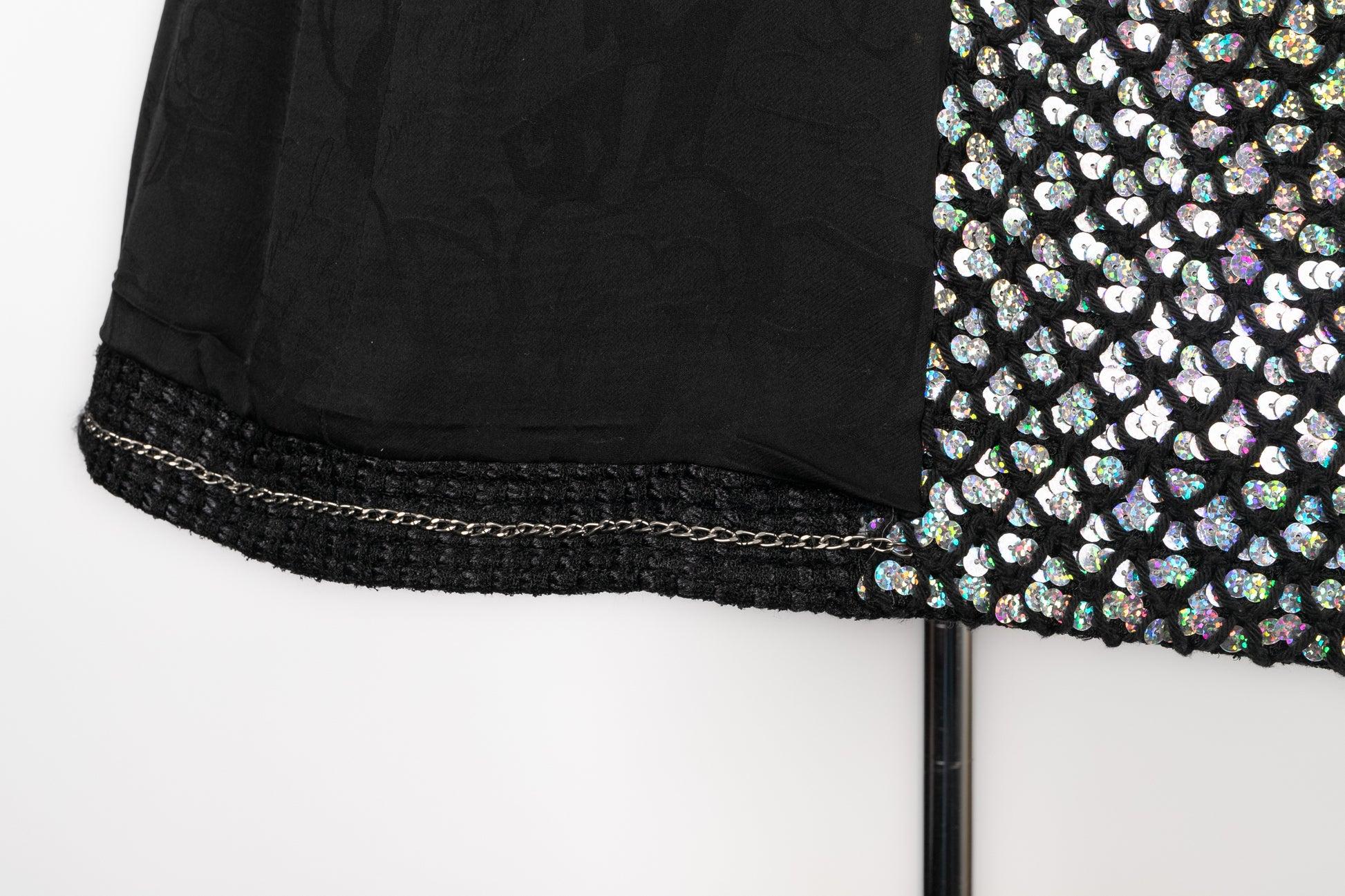 Giacca Chanel 'Scales' in tweed nero in vendita 5