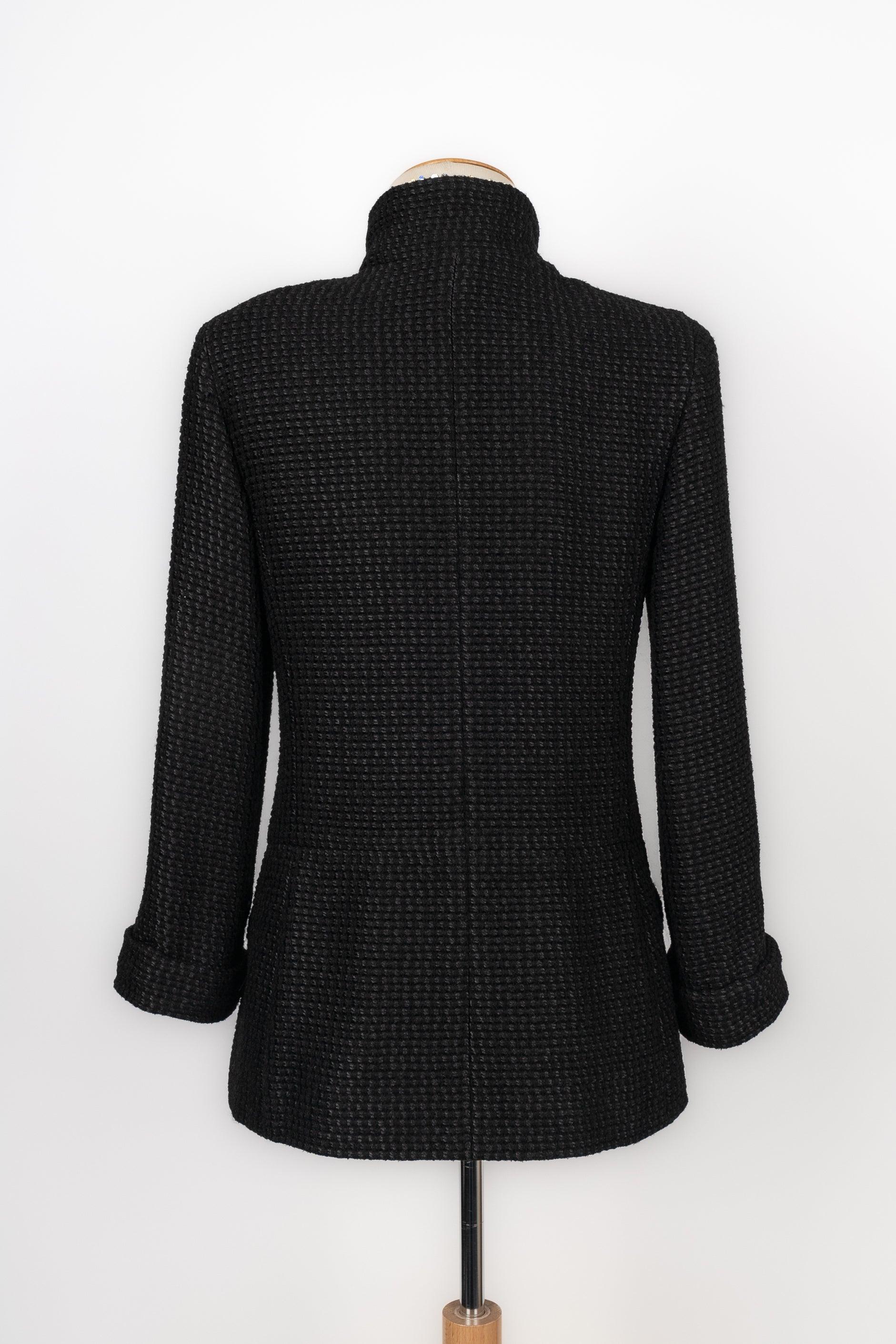 Nero Giacca Chanel 'Scales' in tweed nero in vendita