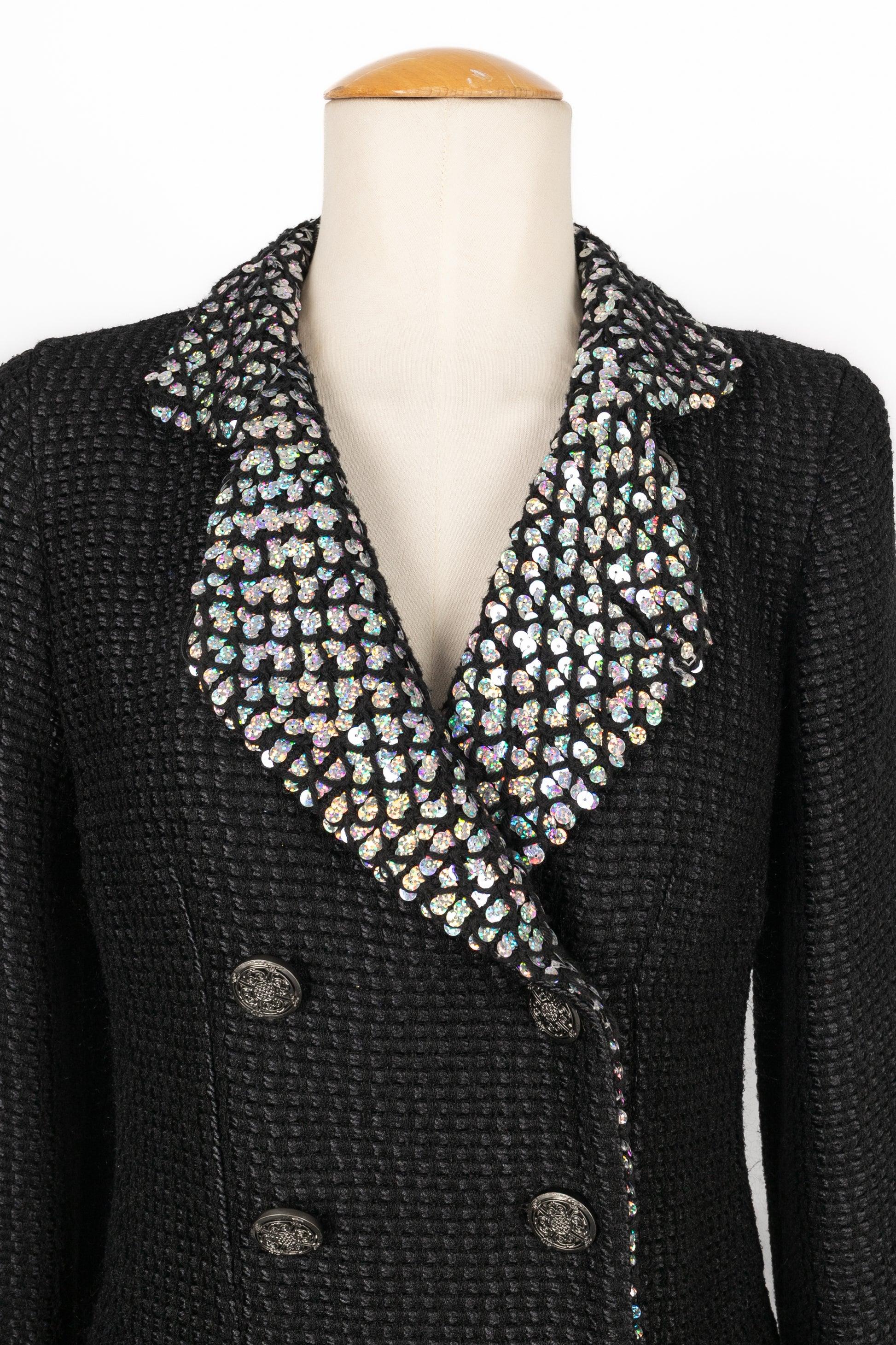 Donna Giacca Chanel 'Scales' in tweed nero in vendita