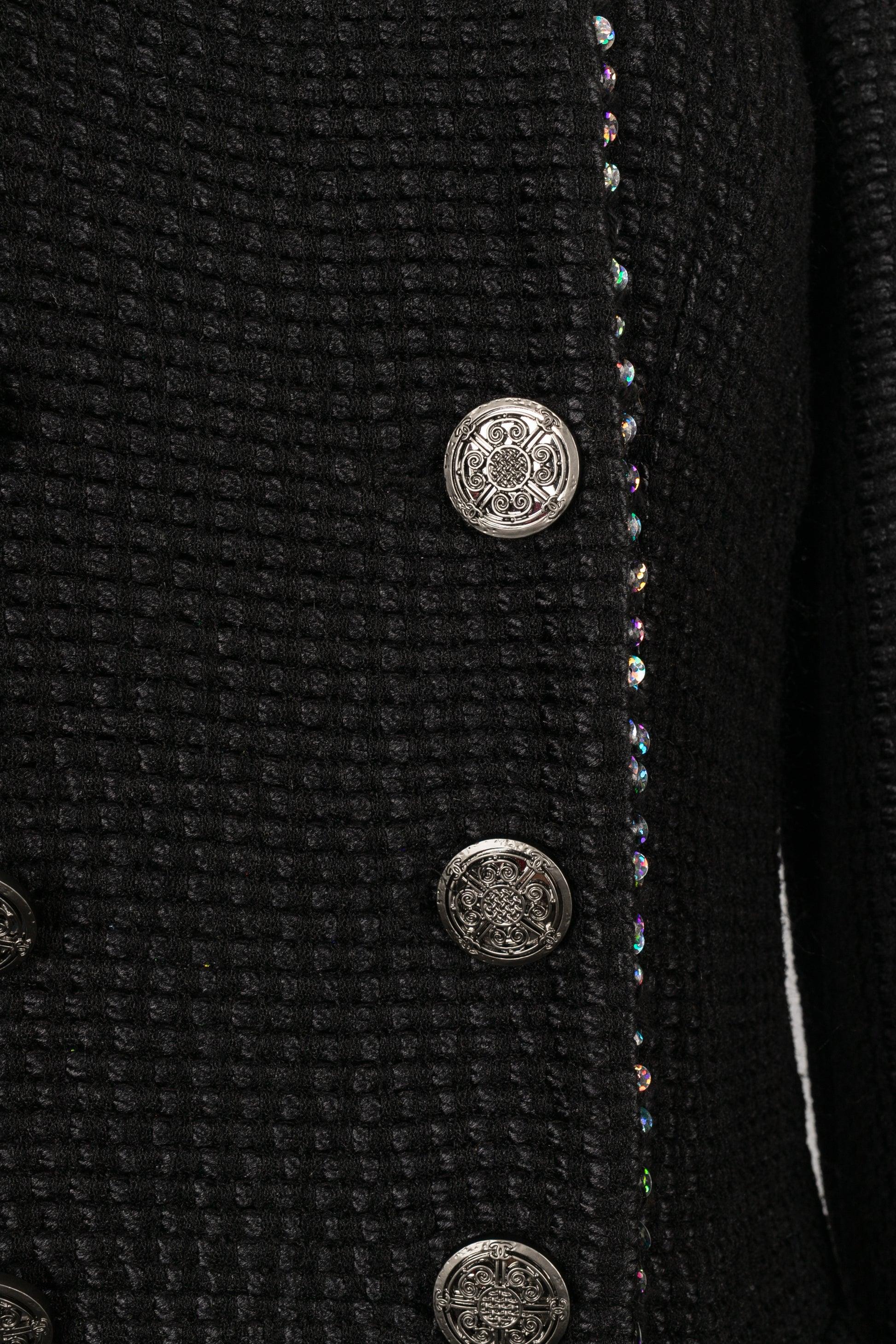 Giacca Chanel 'Scales' in tweed nero in vendita 1