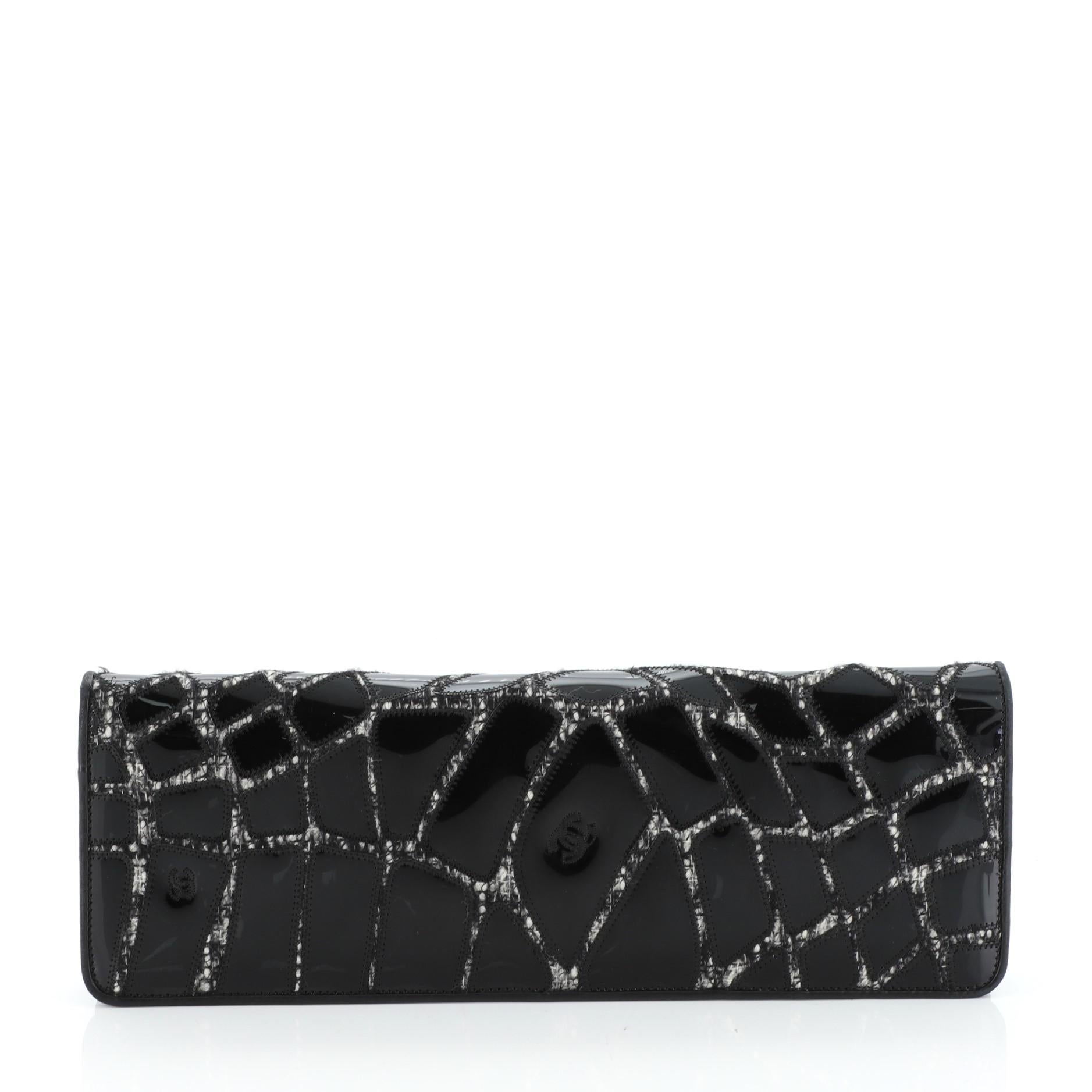 Black Chanel Scales Clutch Patent and Tweed