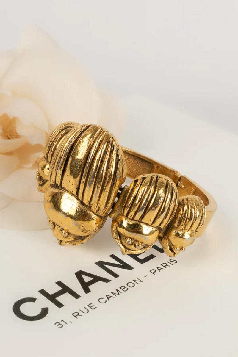 Chanel Scarab Gold Plated Metal Bracelet For Sale 6