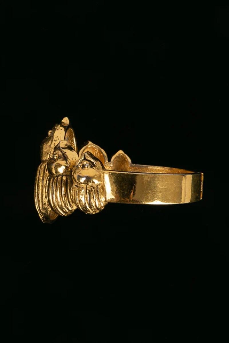 Chanel Scarab Gold Plated Metal Bracelet In Good Condition For Sale In SAINT-OUEN-SUR-SEINE, FR