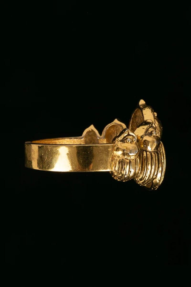 Chanel Scarab Gold Plated Metal Bracelet For Sale 1