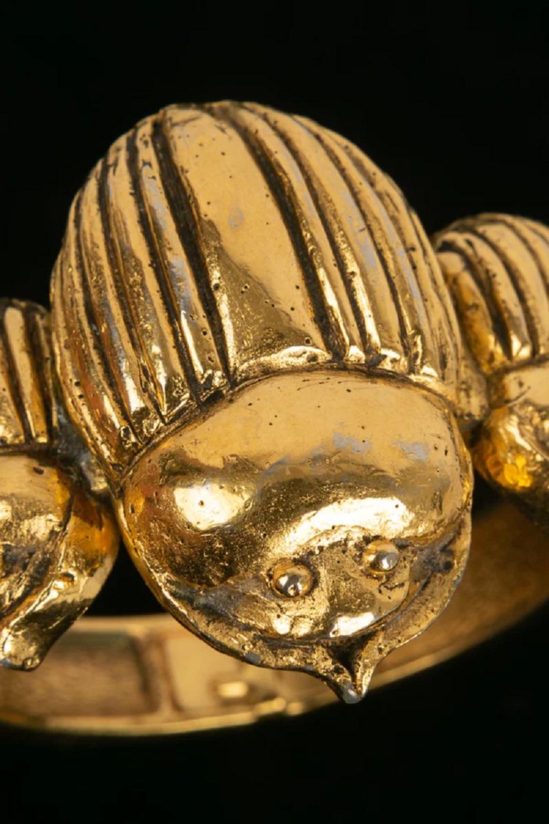 Chanel Scarab Gold Plated Metal Bracelet 3