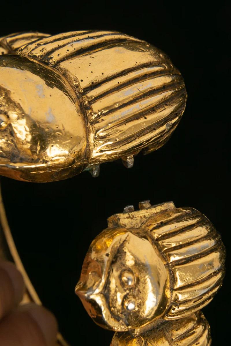 Chanel Scarab Gold Plated Metal Bracelet For Sale 4