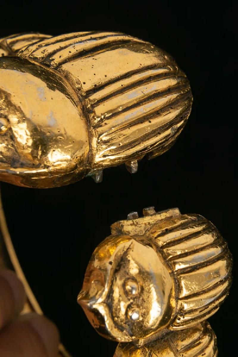 Chanel Scarab Gold Plated Metal Bracelet 4