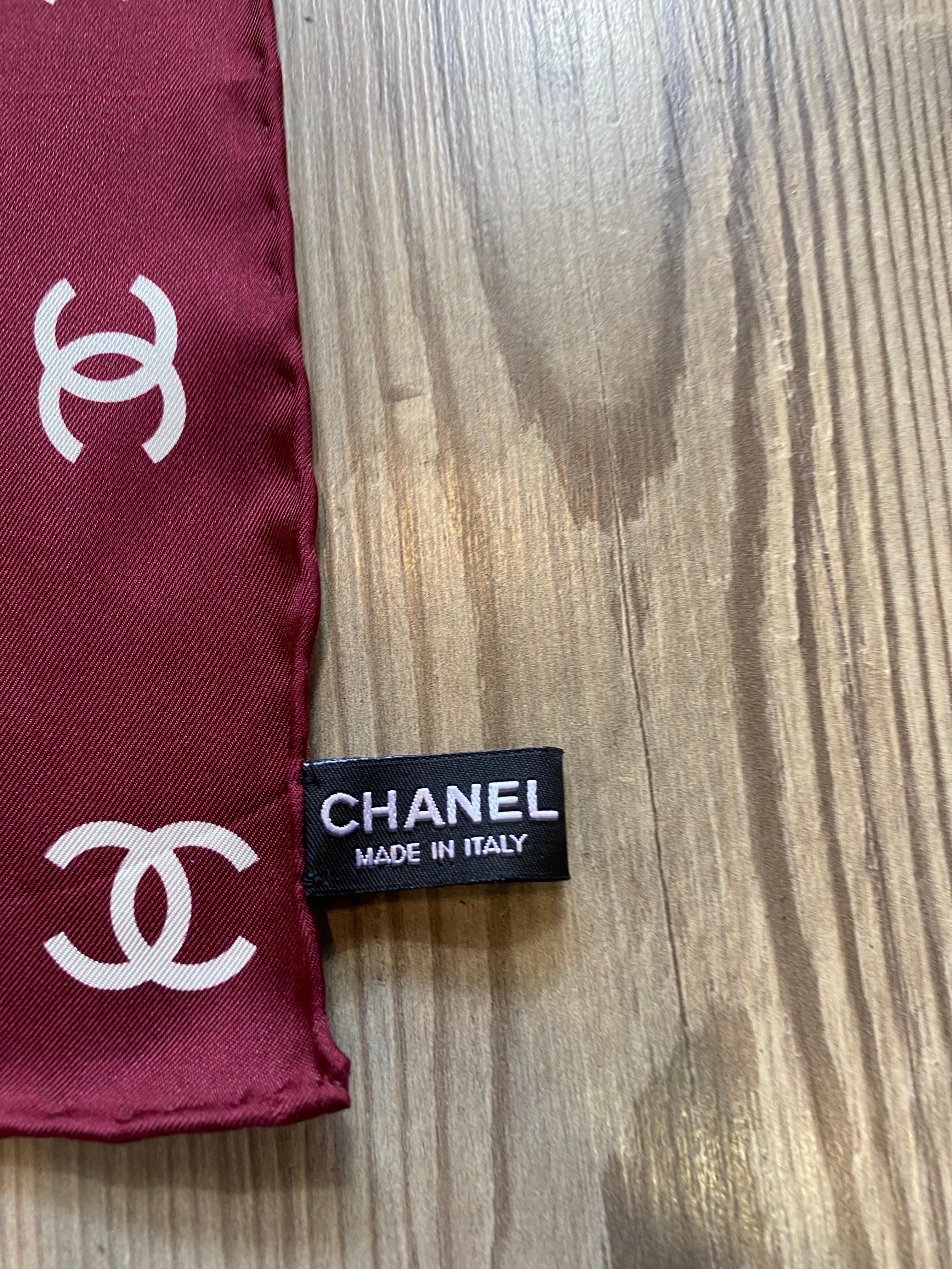 Purple Chanel scarf foulard carrè bordeaux