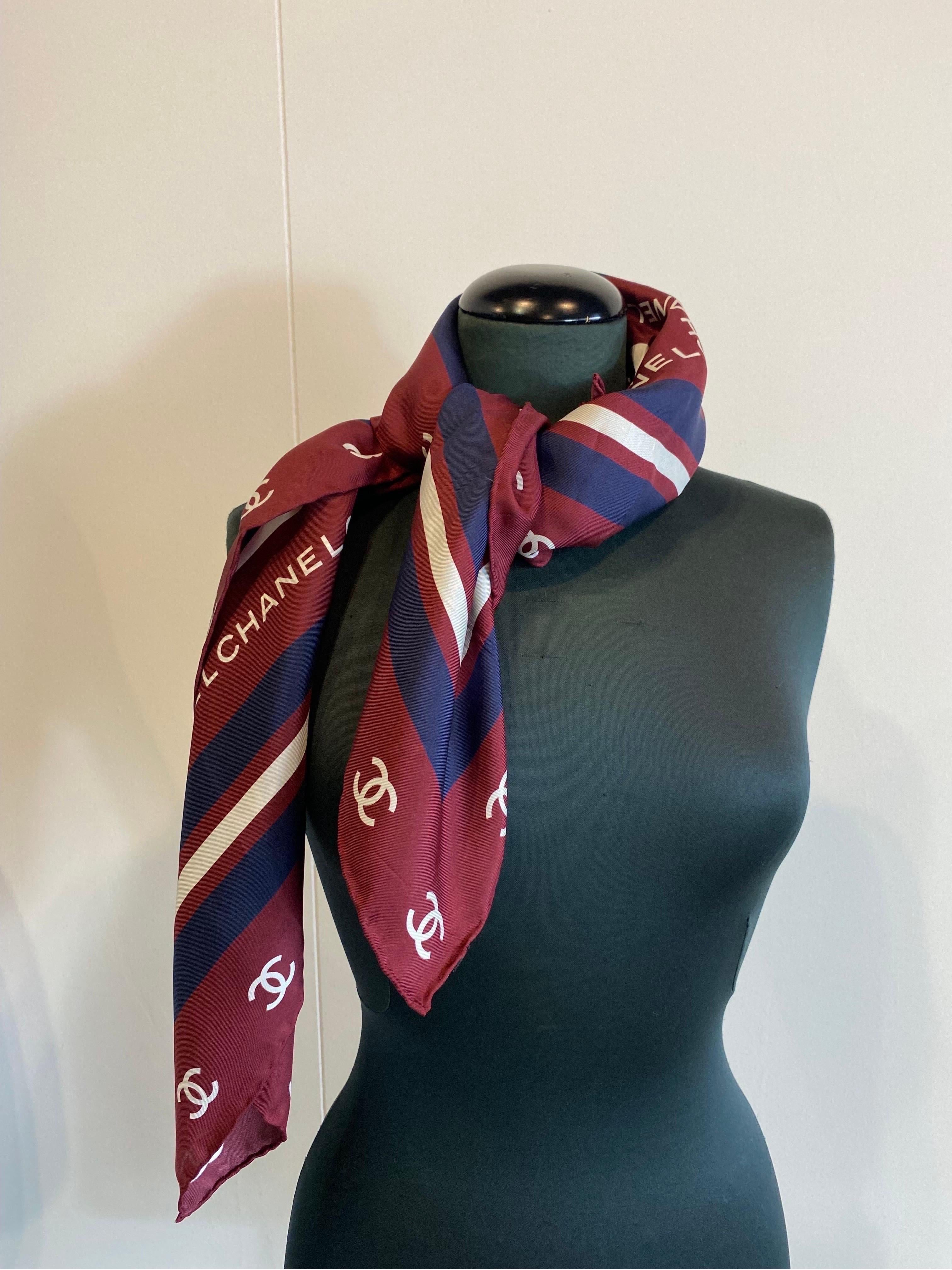 Chanel scarf foulard carrè bordeaux 3