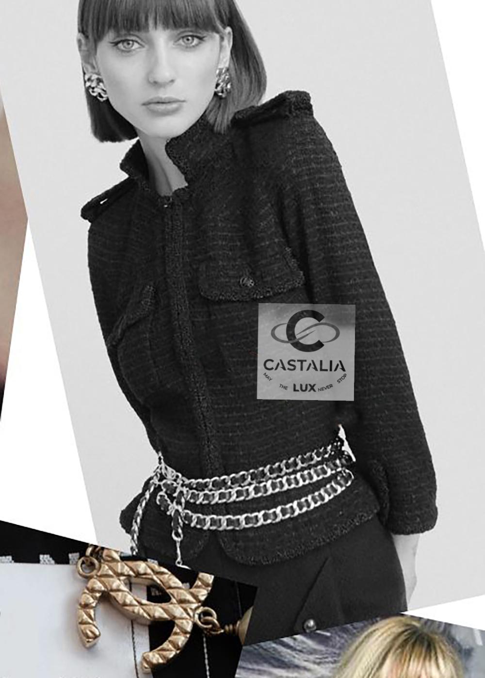 Chanel Giacca in tweed nero dal minimalismo scultoreo 44 FR In condizioni ottime in vendita a Dubai, AE