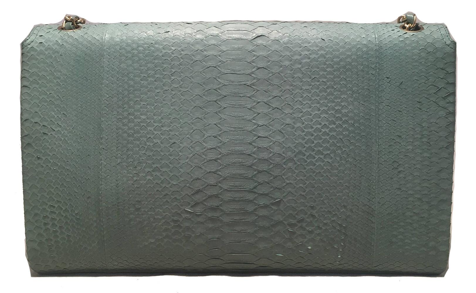 Gray Chanel Seafoam Green Python Snakeskin Classic