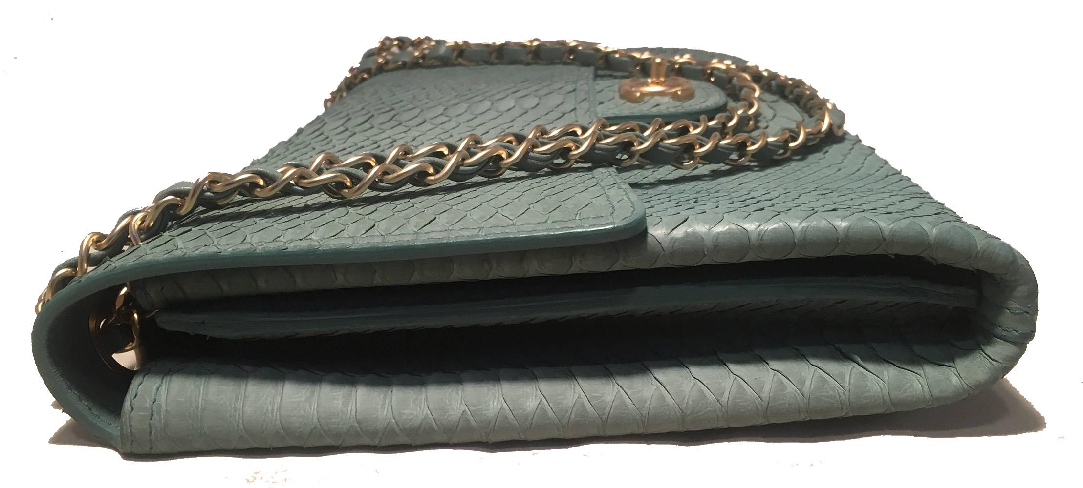 Chanel Seafoam Green Python Snakeskin Classic In Excellent Condition In Philadelphia, PA