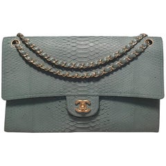 Chanel Seafoam Green Python Snakeskin Classic