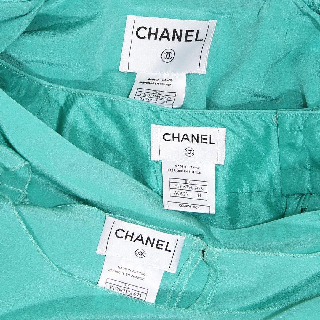 Chanel Sea-foam Green Three Piece Skirt Suit S/S 2001 In Good Condition In Los Angeles, CA