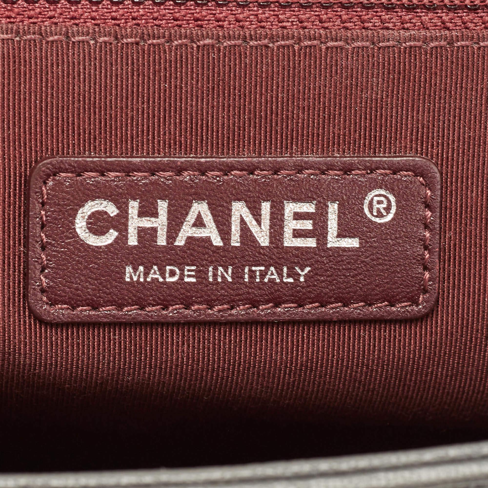 Chanel Sea Green/Grey Quilted Leather New Medium Boy Shoulder Bag 5