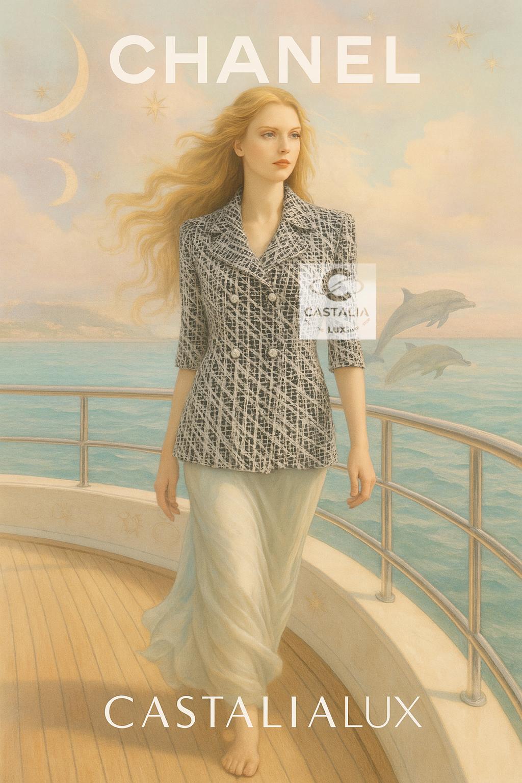 Chanel Sea Realm Fantasy Tweed Jacke mit Perlengürtel 36 FR im Angebot 5