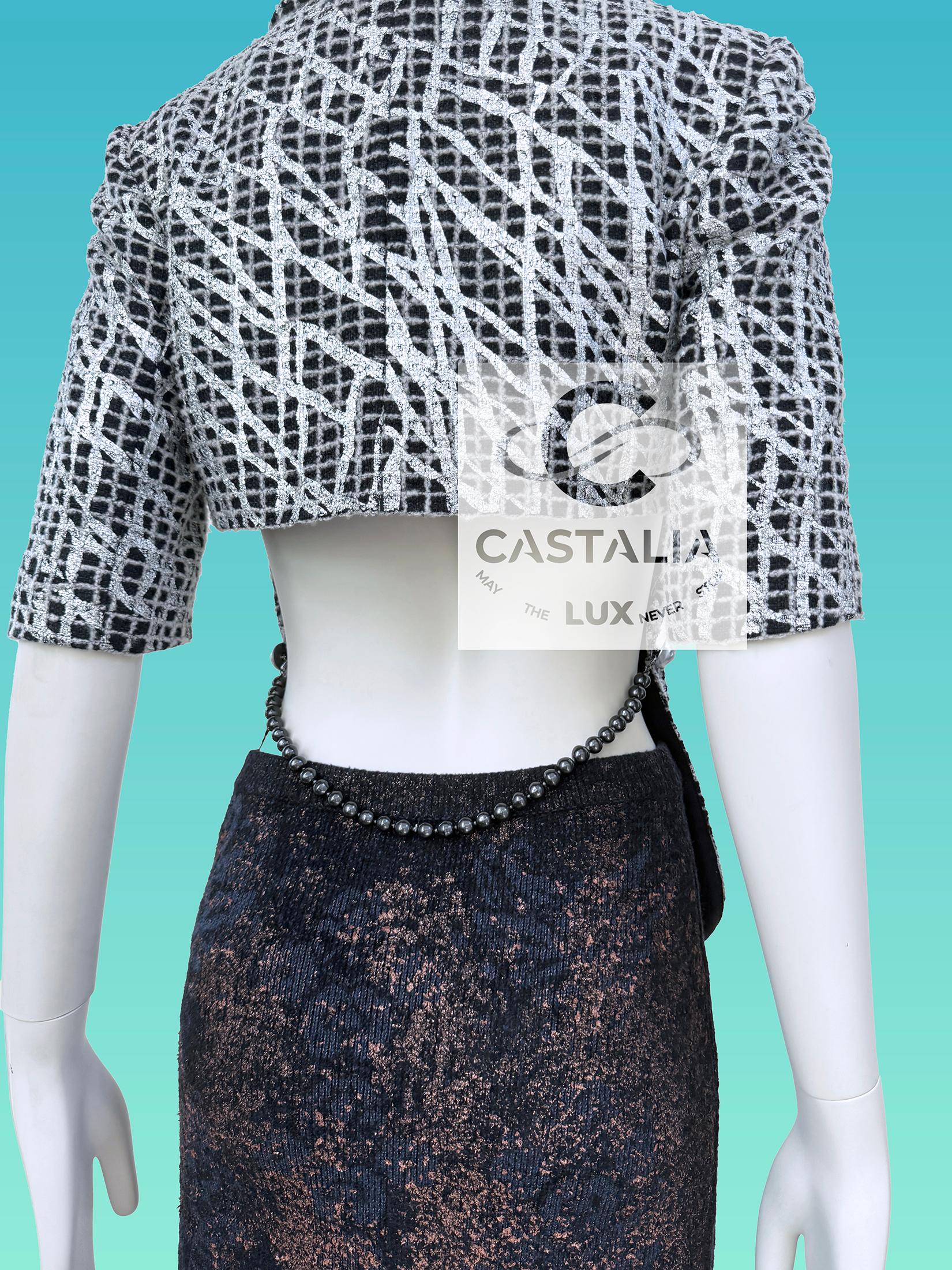 Chanel Sea Realm Fantasy Tweed Jacke mit Perlengürtel 36 FR im Angebot 9