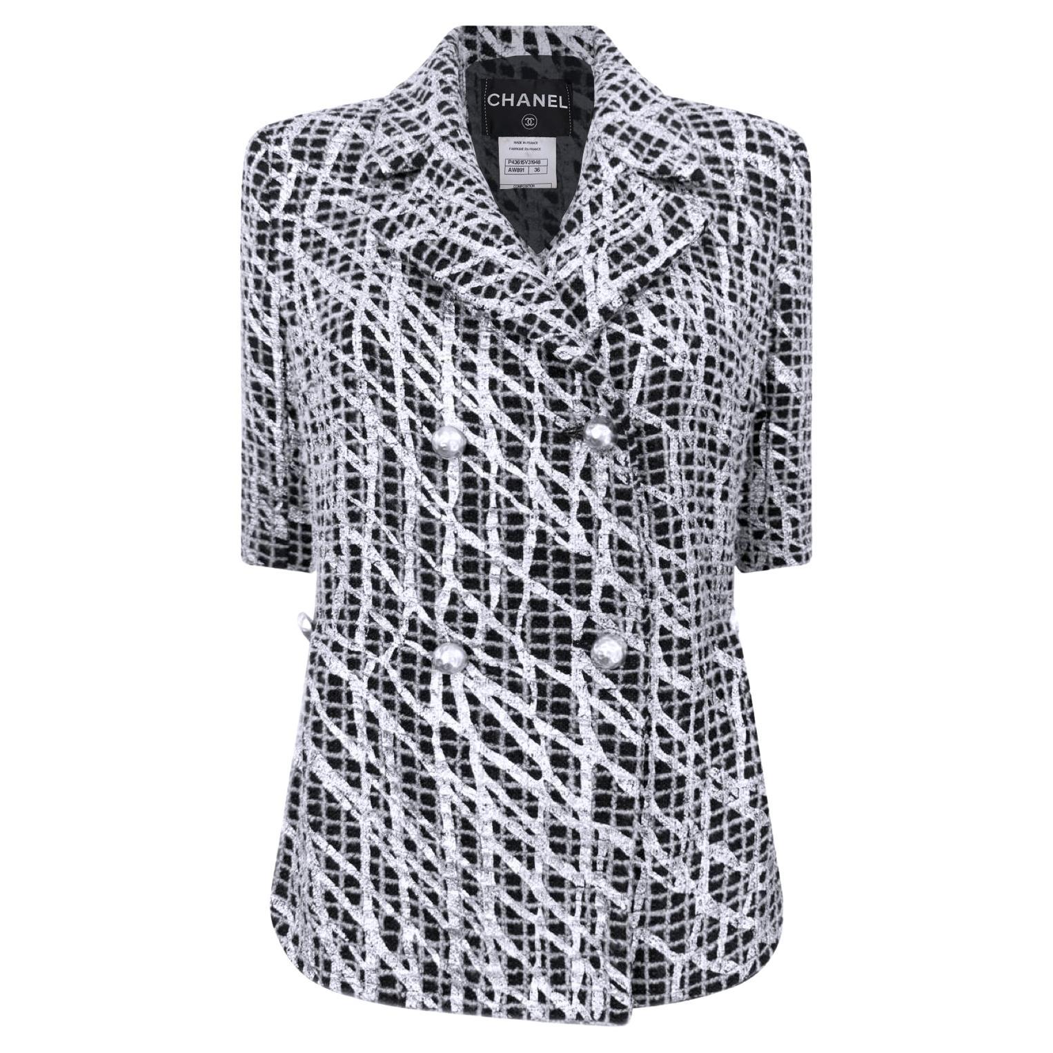 Chanel Sea Realm Fantasy Tweed Jacke mit Perlengürtel 36 FR im Angebot