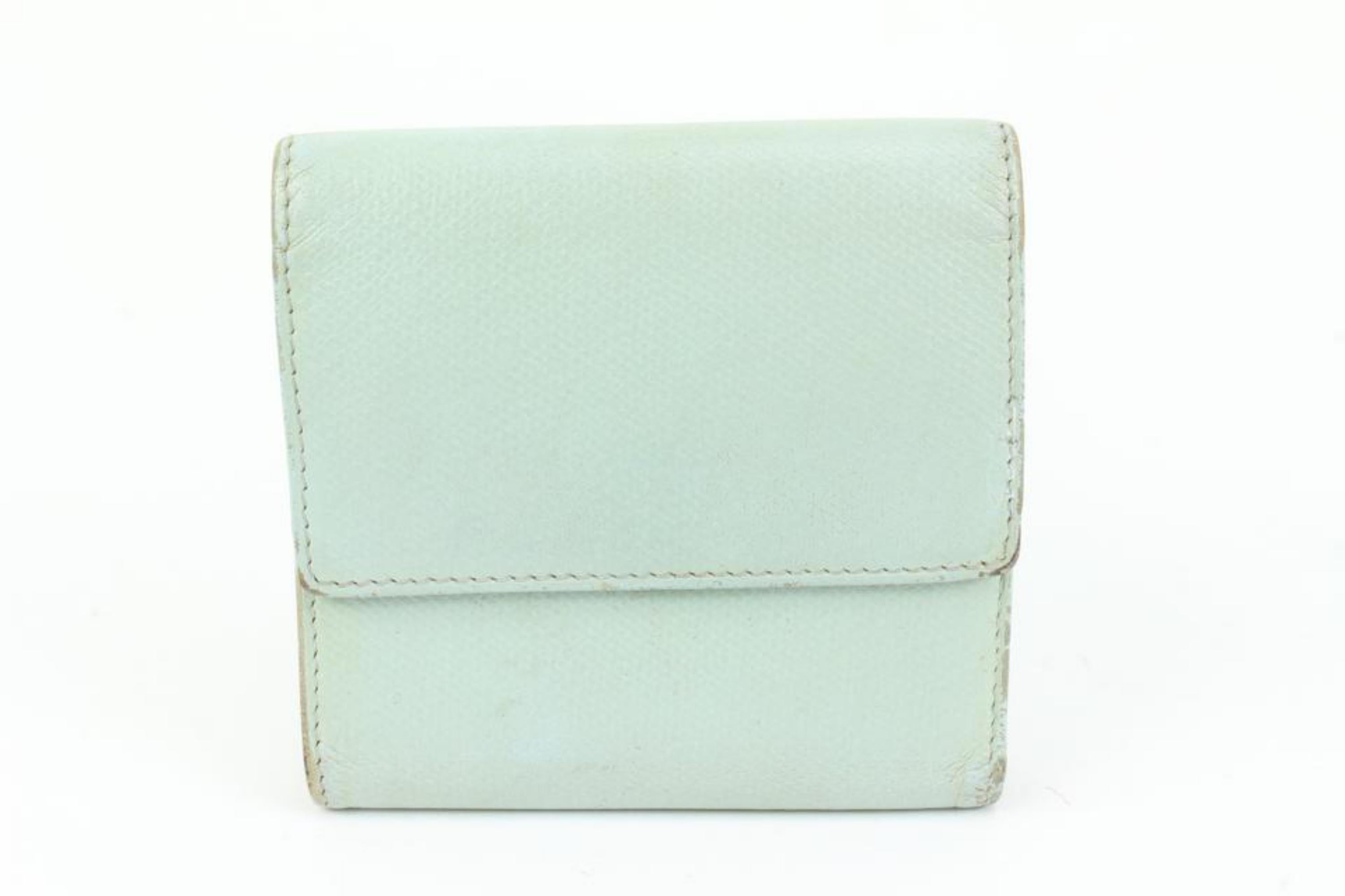 Gray Chanel Seafoam Green Calfskin Button Line Compact Trifold Wallet 54ck325s For Sale