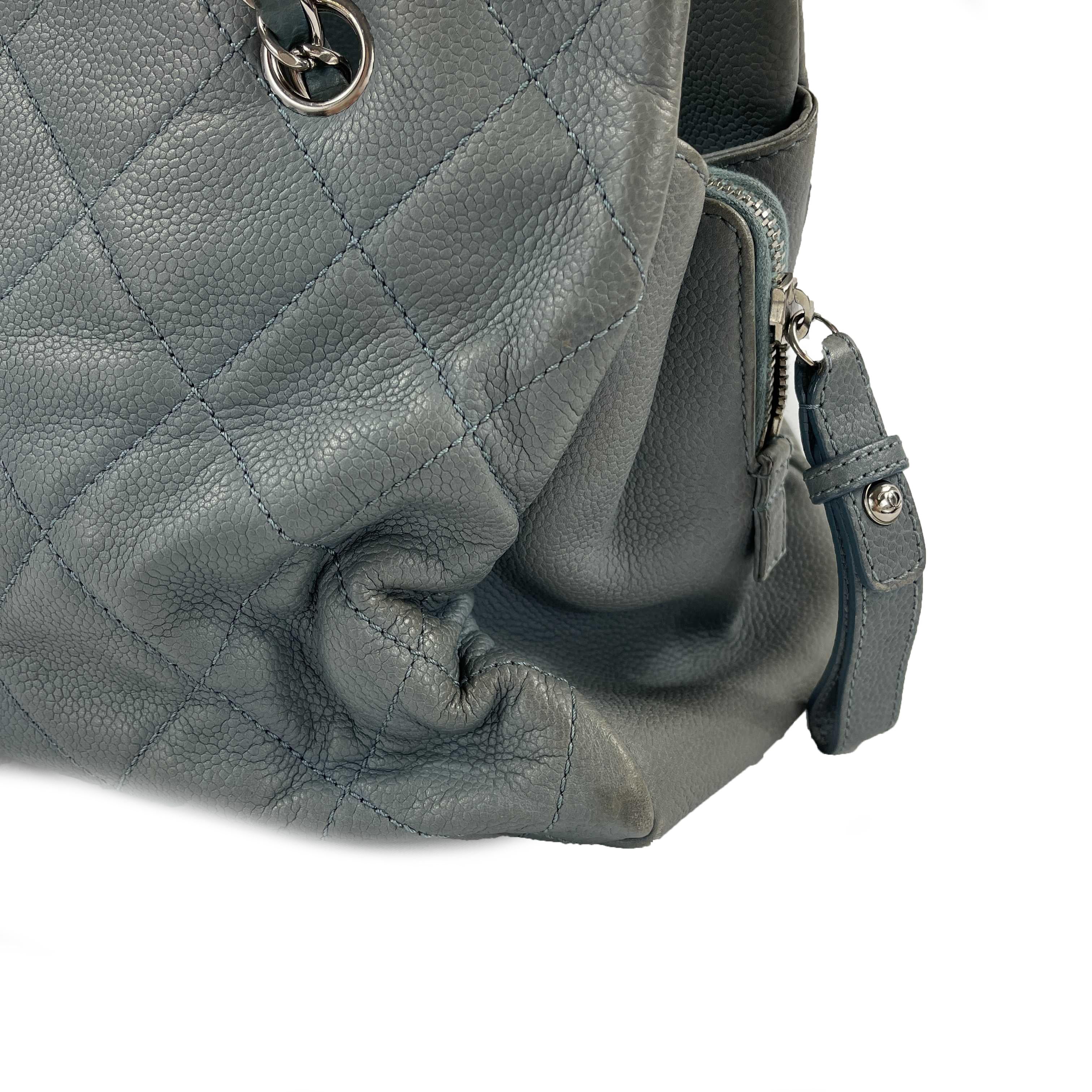 CHANEL  Seafoam / Silver CC Caviar Medium Leather Shopping Tote / Shoulder Bag For Sale 8