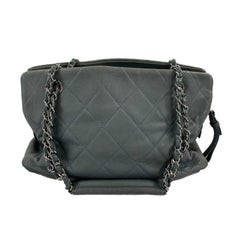 CHANEL  Seafoam / Silver CC Caviar Medium Leather Shopping Tote / Shoulder Bag
