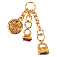 Chanel Seal Golden Metal and Glass Paste Keyring, 1993