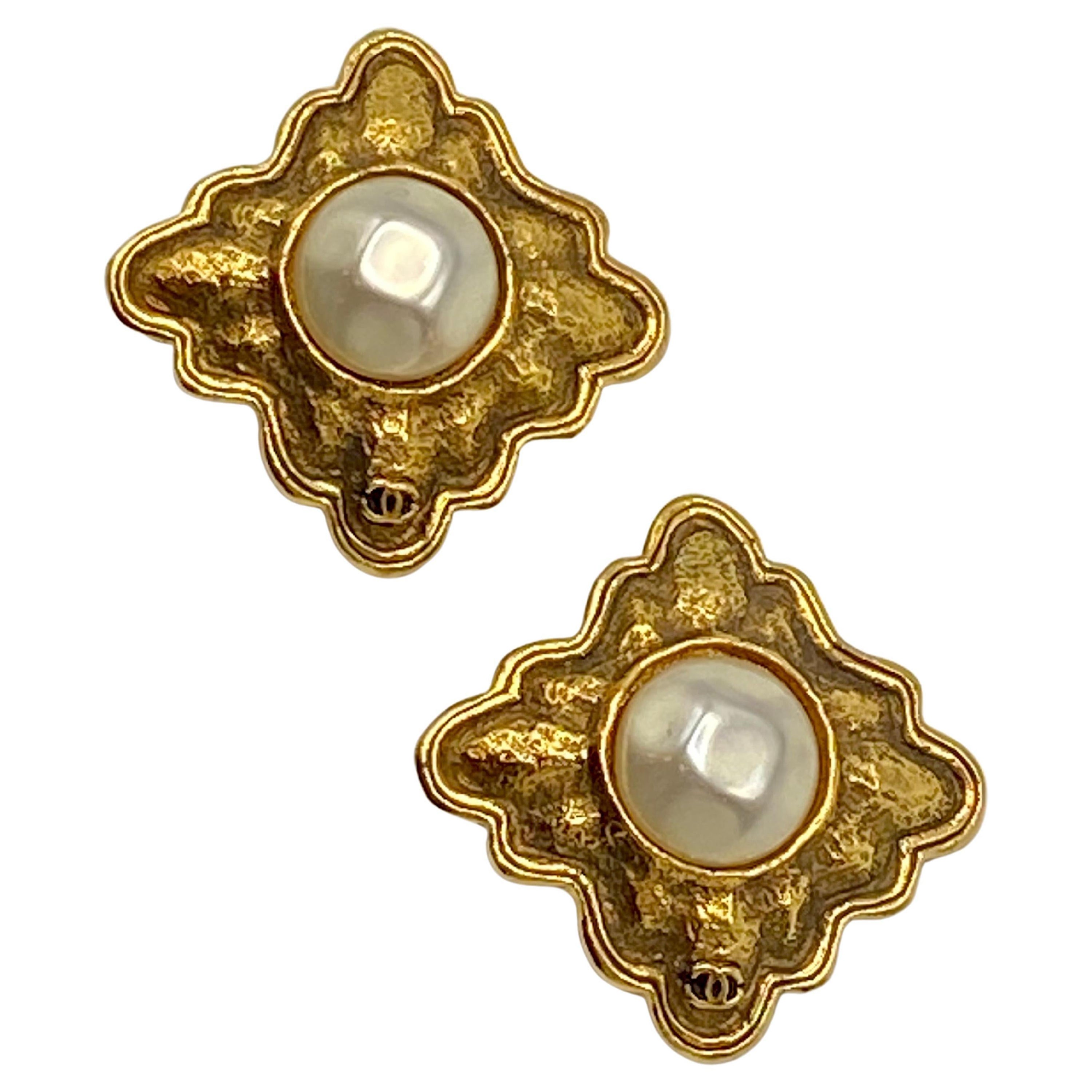 Chanel Season 26, 1989 Gold and Pearl Earrings design by Victoire de Castellane