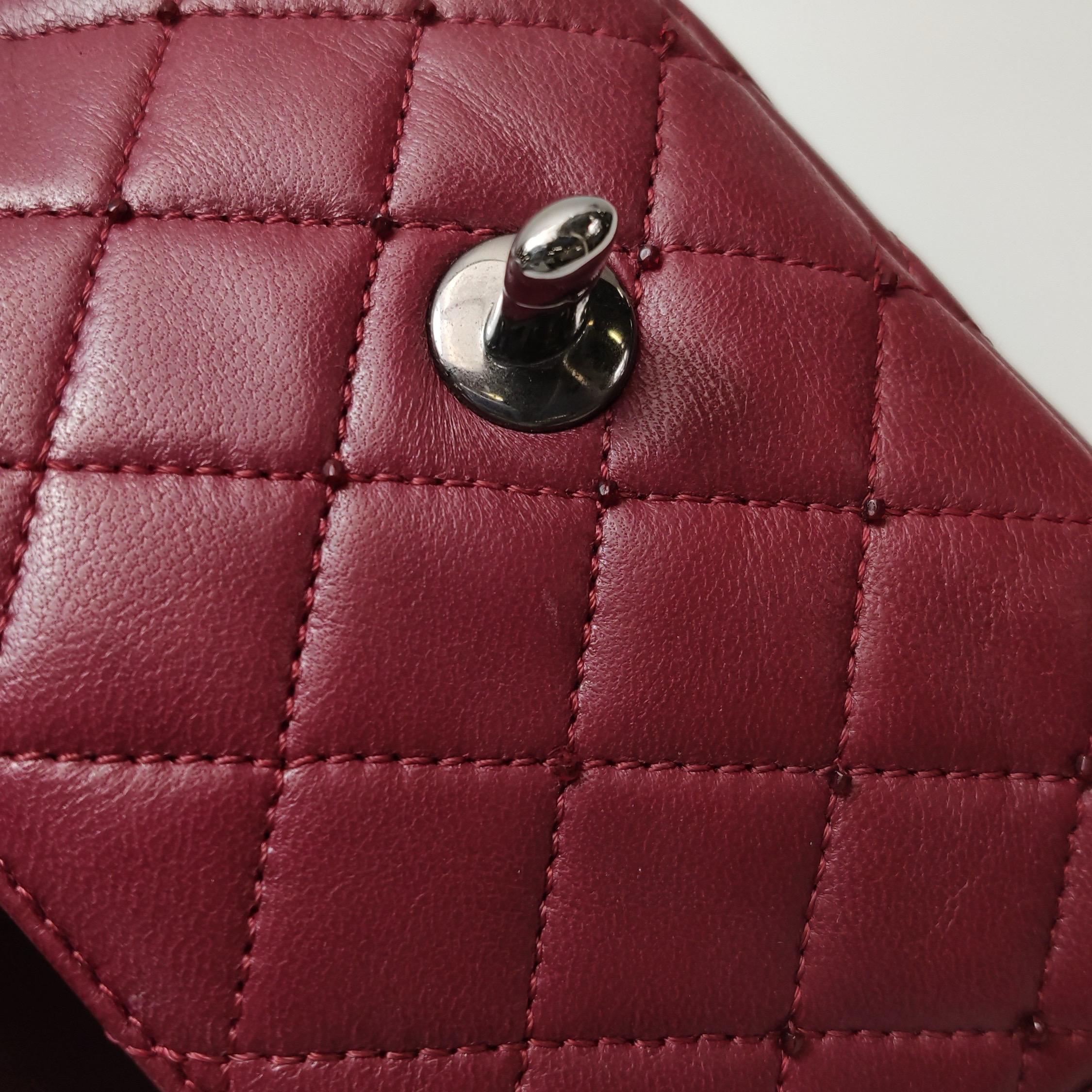 Chanel Seasonal Flap Mini Burgundy Lambskin Leather With Beads 5