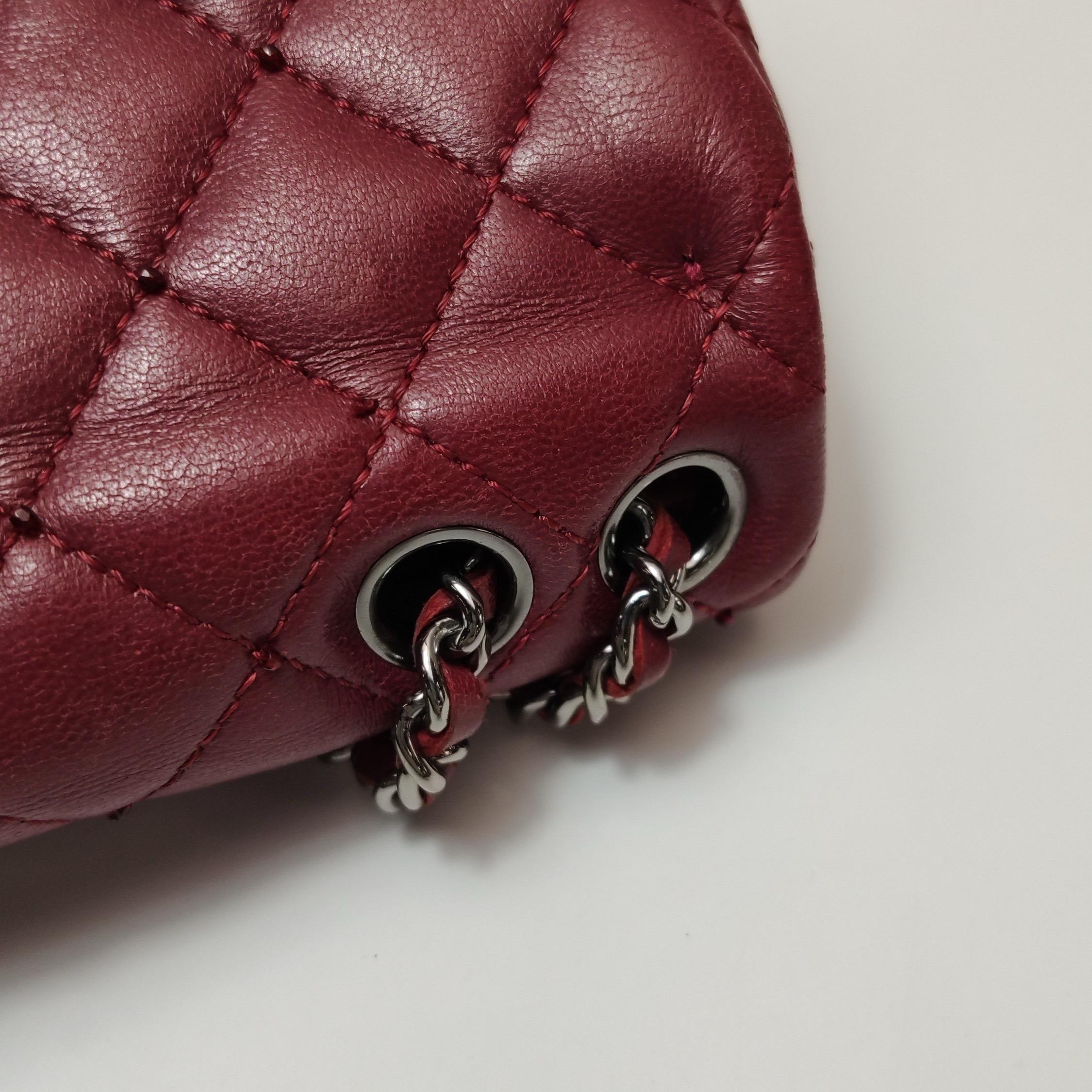 Chanel Seasonal Flap Mini Burgundy Lambskin Leather With Beads 8