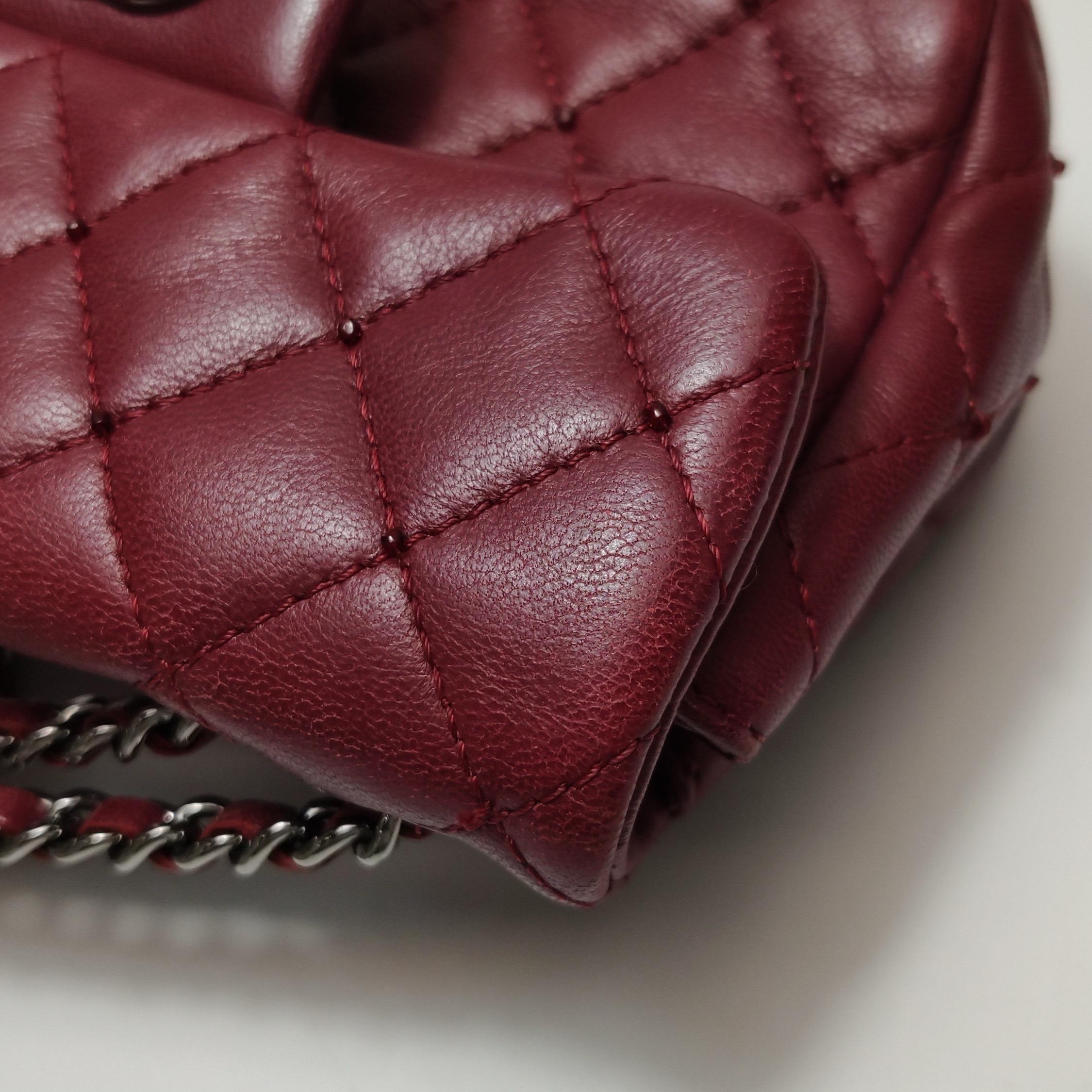 Chanel Seasonal Flap Mini Burgundy Lambskin Leather With Beads 10