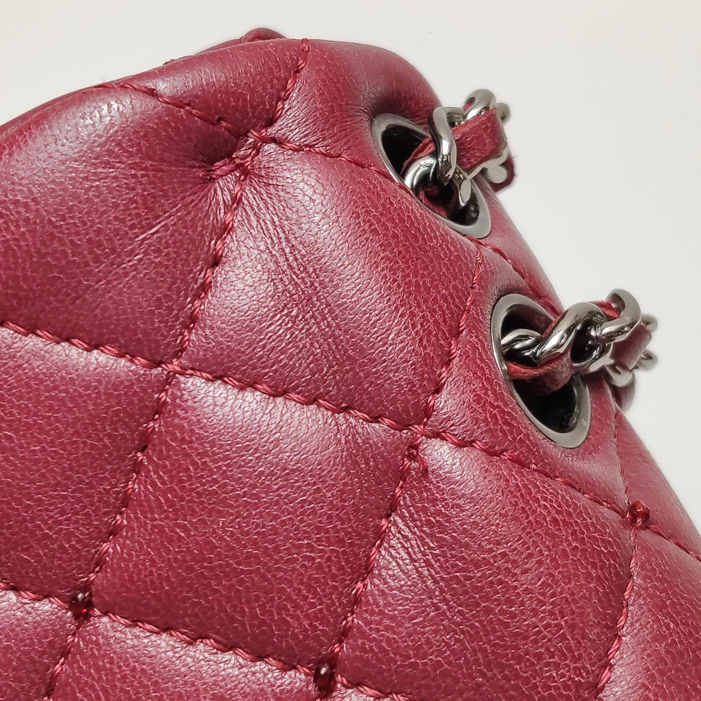 Chanel Seasonal Flap Mini Burgundy Lambskin Leather With Beads 13